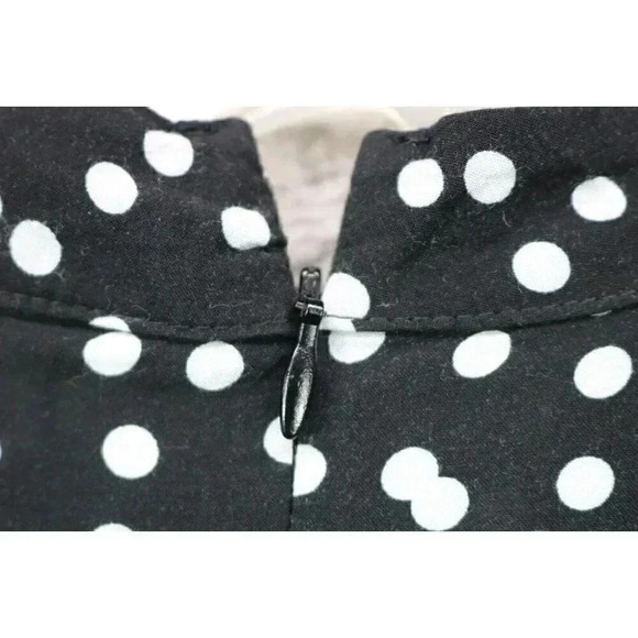 Zara Basic Dress Womens Large Black White Polka Dot Flutter Short Sleeve Viscose - Picture 5 of 7